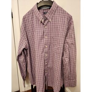 Izod Mens Dress Shirt Long Sleeved Checkered Purple Size 2XB